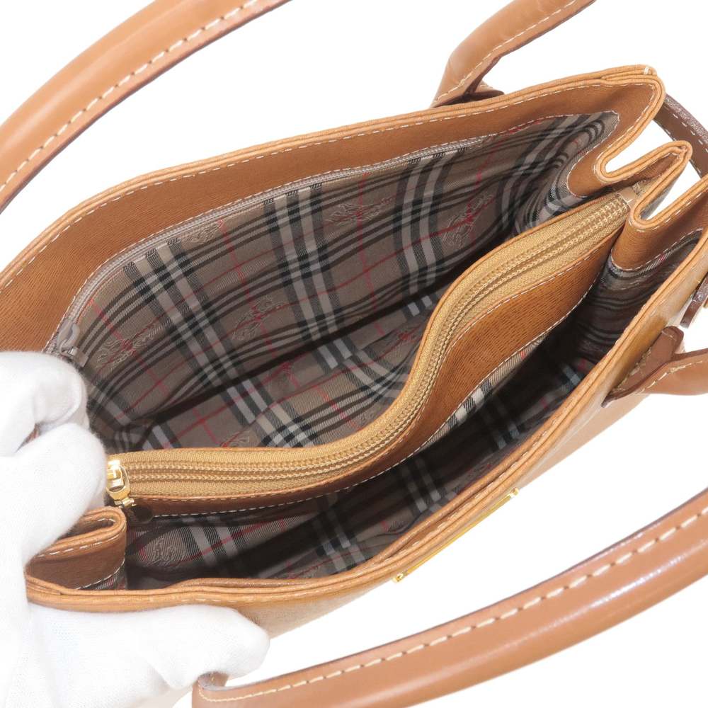 BURBERRY Leather Hand Bag Tote Bag Brown - Picture 9 of 10